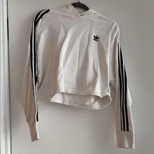 adidas Off-White Hoodie with Black Stripe Accent